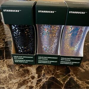 Starbucks 3 Christmas ornaments/keychains set Christmas special